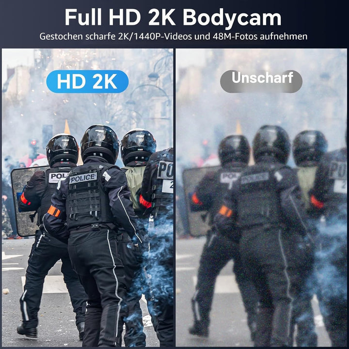 Boblov 256 GB M5 Body Kamera, 2K Body Mounted Kamera, GPS Enabled & 1440P, Built-in 4200 mAh Battery