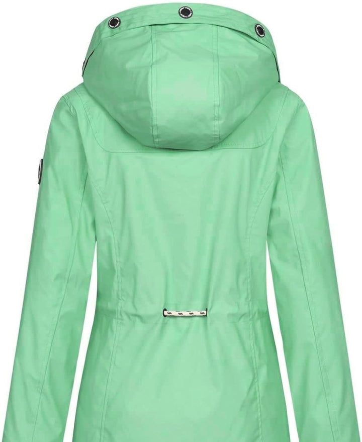 NEW VIEW Damen Regenjacke wasserabweisender Parka Annika Long mit Kapuze S Mint (Dusty Jade Green),