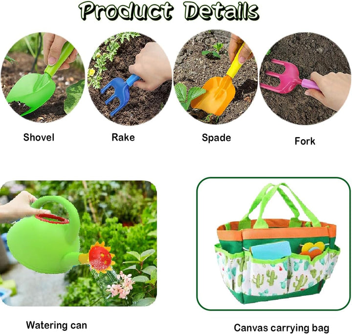 ENIKMOSD Gartengeräte für Kinder,18pcs Gartenspielzeug Set,Spielwerkzeuge für den Strand Gartenspiel