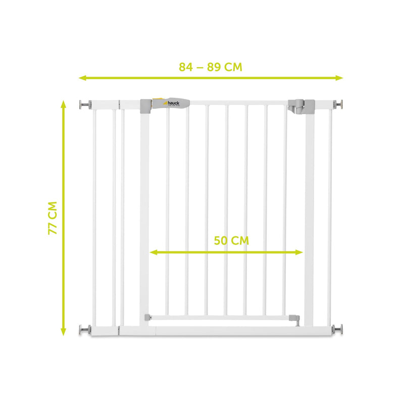 hauck Treppenschutzgitter / Türschutzgitter Open N Stop KD mit 9 cm Verlängerung für Breiten 84 - 89