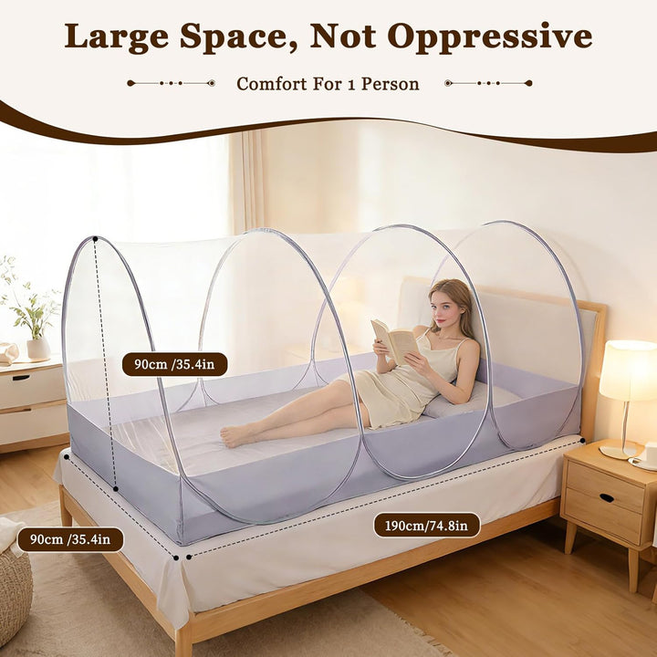 Pop-up Moskitonetz, 190 x 90 x 90cm Ultraleichtes Faltbares Moskitonetz für Outdoor Indoor, Gross Tr