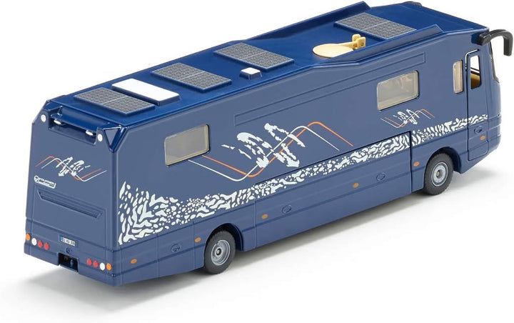 siku 1943, Volkner Wohnmobil, 1:50, Metall/Kunststoff, Blau, Inkl. Spielzeugauto, Bewegliche Teile,