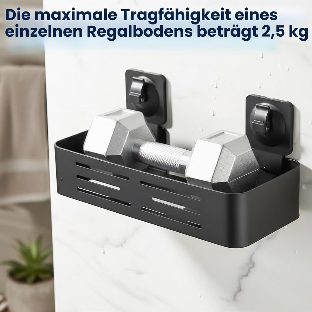 Duschablage ohne Bohren, 2 Stück Rostfreie Badezimmer Organizer mit Abnehmbaren Haken, Schnell Trock