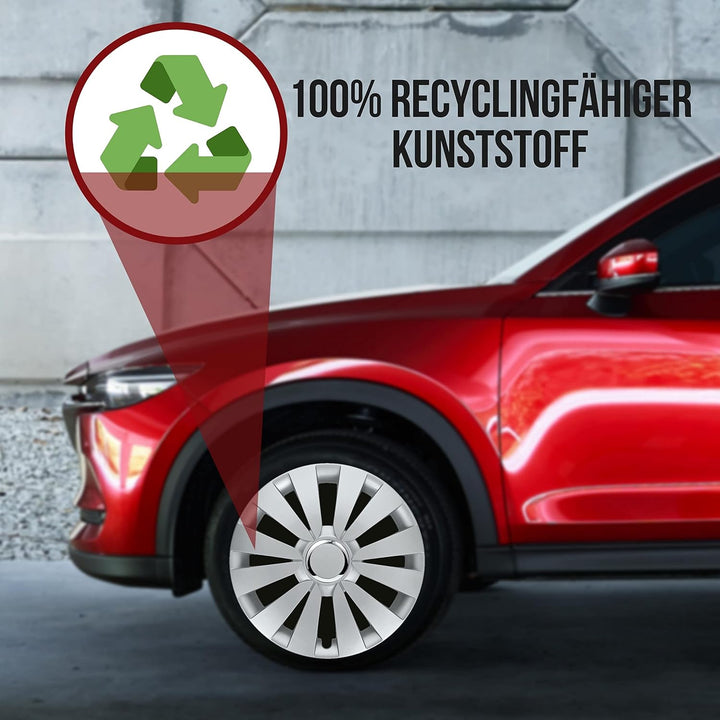 Albrecht 16 Zoll Radkappen silber für Stahlfelgen - Sky Radzierblenden aus hochwertigem Kunststoff -