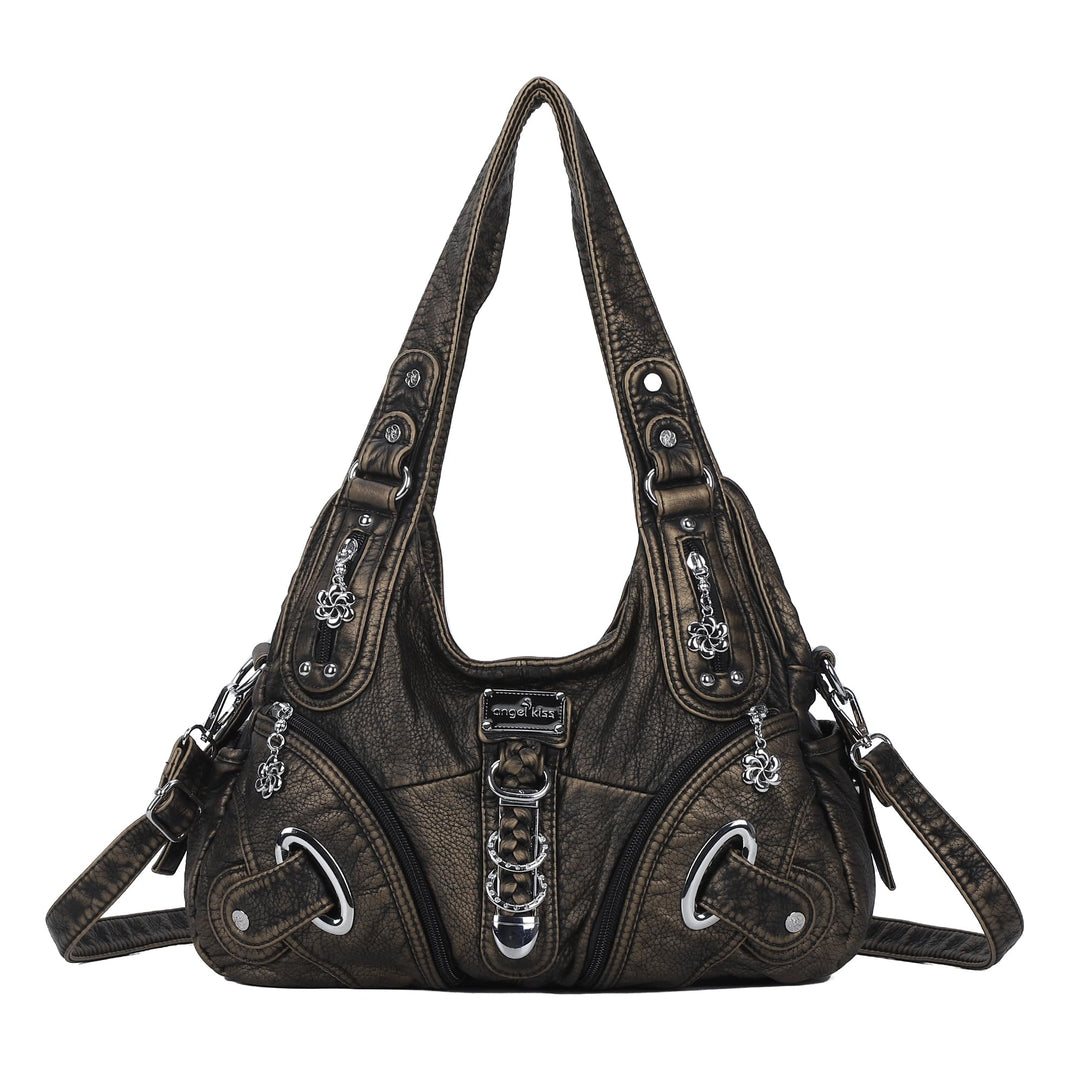 Angel Kiss Damen Schultertasche Hobo Tasche Umhängetaschen Schlusstaschen Henkeltaschen weiches PU L