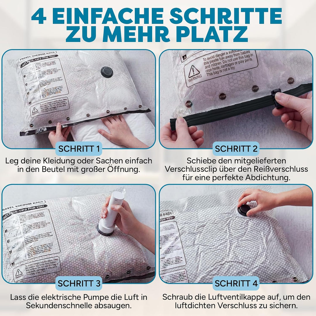 Vakumierergerät beutel kleidung - Vakuumbeutel mit Pumpe - 9 Stück (3 * 40x50cm, 3 * 40x60cm, 3 * 50