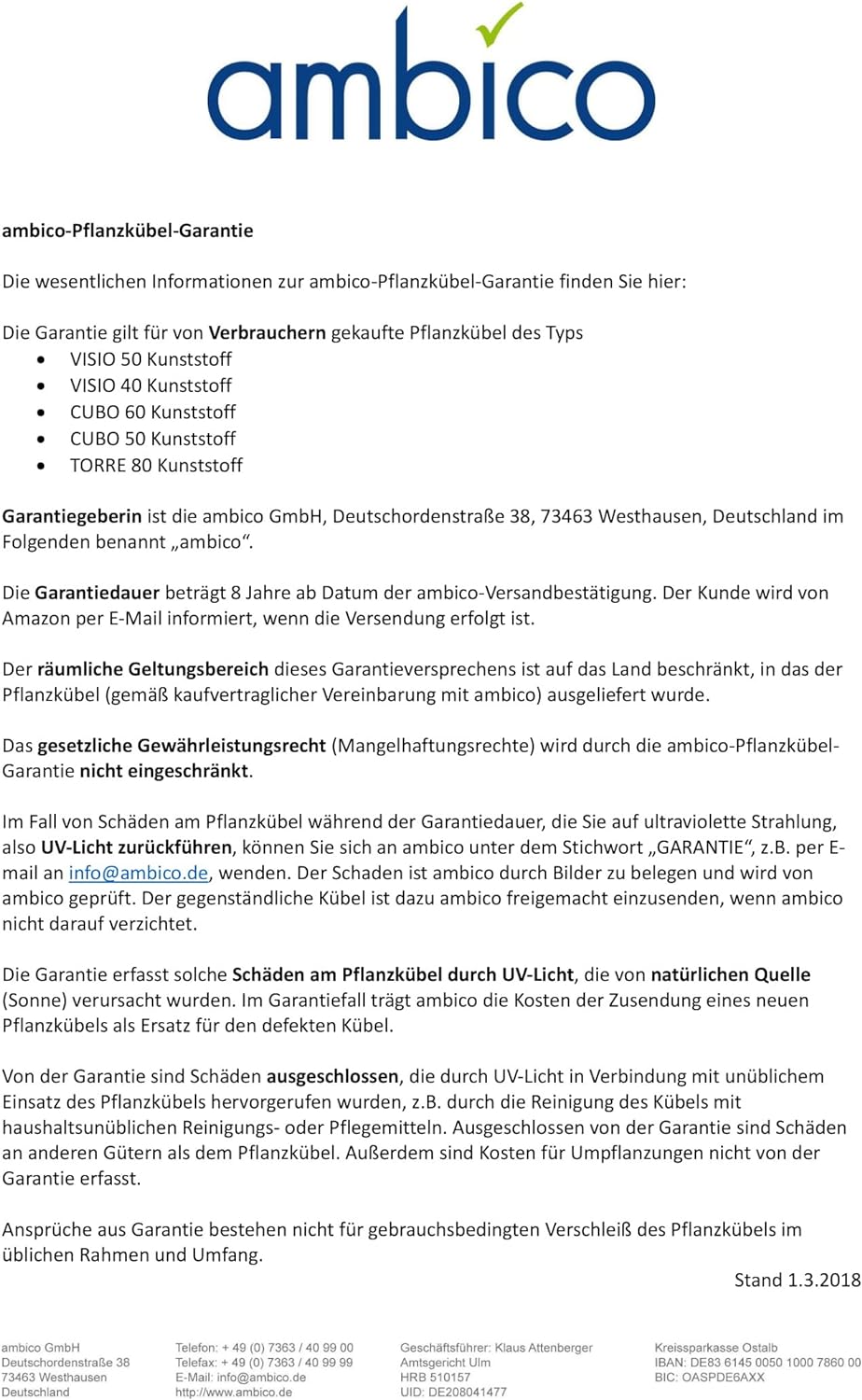 DECORAS Pflanzkübel Kunststoff Blumenkübel - Farbe: terrazzo - robuster, UV-beständiger, wetterfeste