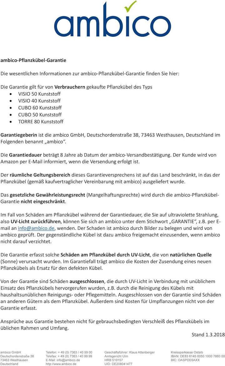 DECORAS Pflanzkübel Kunststoff Blumenkübel - Farbe: terrazzo - robuster, UV-beständiger, wetterfeste