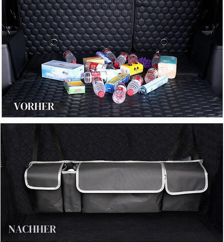 Auto Kofferraum Organizer, Rücksitz Kofferraumtasche mit 4 Taschen Kofferraum-Organizer aus Oxford-S