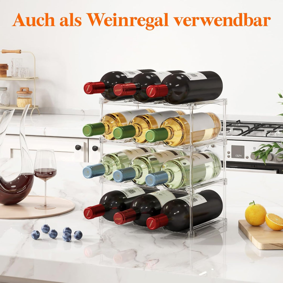 Lifewit Stapelbarer Flaschenorganizer aus Kunststoff für Zuhause, Tumbler- und Becherhalter, Transpa