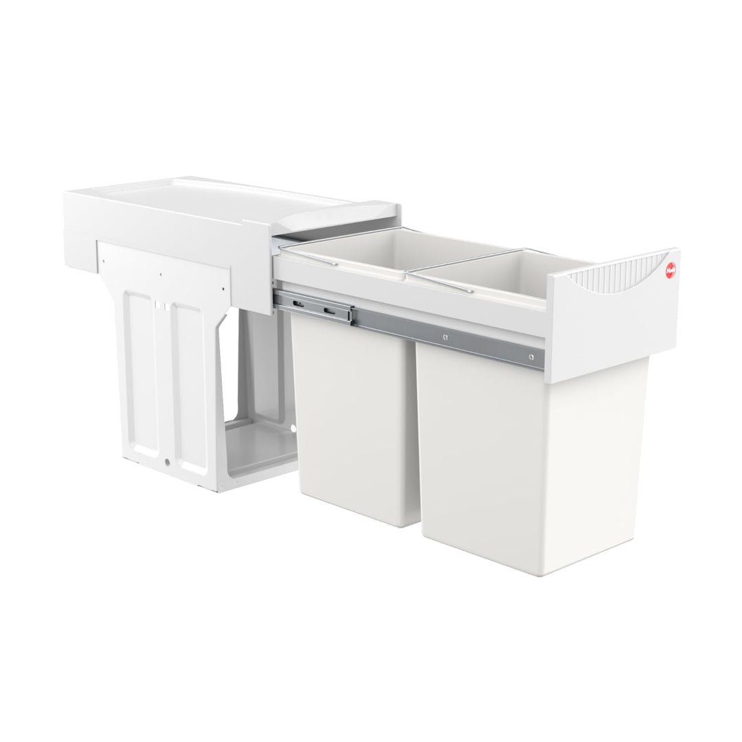 Hailo Abfallsammler Tandem 3666001 | für Schränke ab 300 mm Breite | Einbau Mülleimer 2 x 15L | Voll