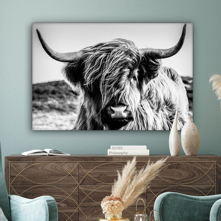 MuchoWow© Bild auf Leinwand Gross 120x80 cm XXL Schlafzimmer Bilder Schwarzweiss Wand Deko Wohnzimme