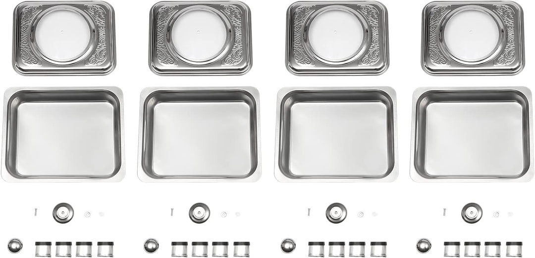 4 Stück Buffetwärmer Chafer Pan Buffet Tray mit Deckel Rechteckiges Chafing Dish Set Wärmebehälter S