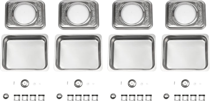 4 PCS Chafer Pan Buffet Tablett mit Deckel Chafing Tabletts Rechteckiges Chafing Dish Buffet Set Buf