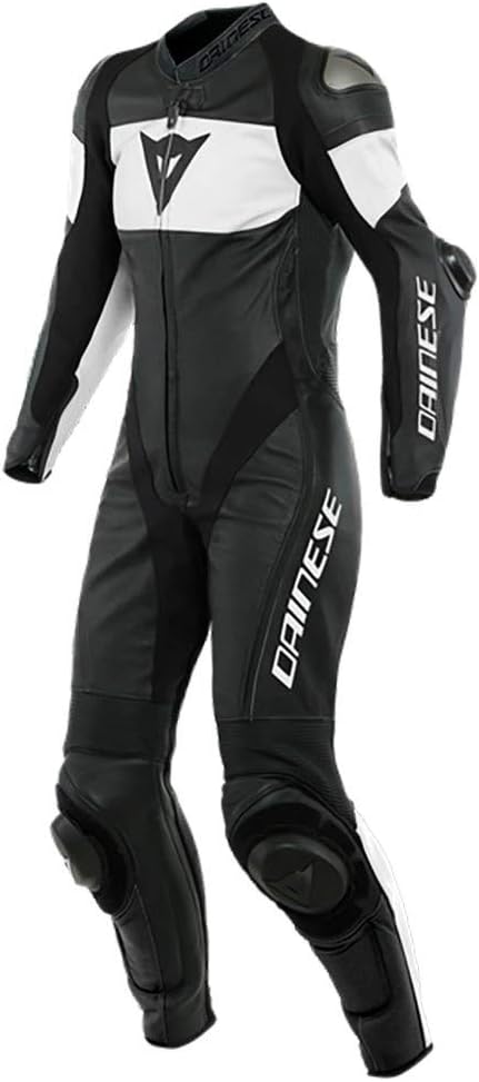 Dainese Imatra 1-Teiler Perforierte Damen Motorrad Lederkombi (Black/White,38)