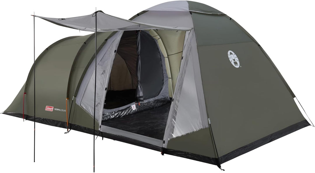 Coleman Waterfall 5 Deluxe Familienzelt, 5 Mann Zelt mit separatem Wohn und Schlafraum, einfach afzu