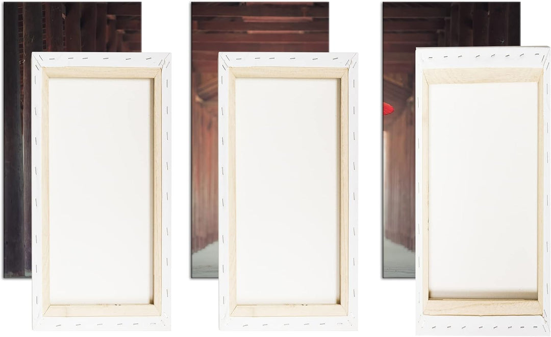 deyoli Junger Mönch im roten Gewand Format: 3-teilig 120x80 als Leinwand, Motiv fertig gerahmt auf E