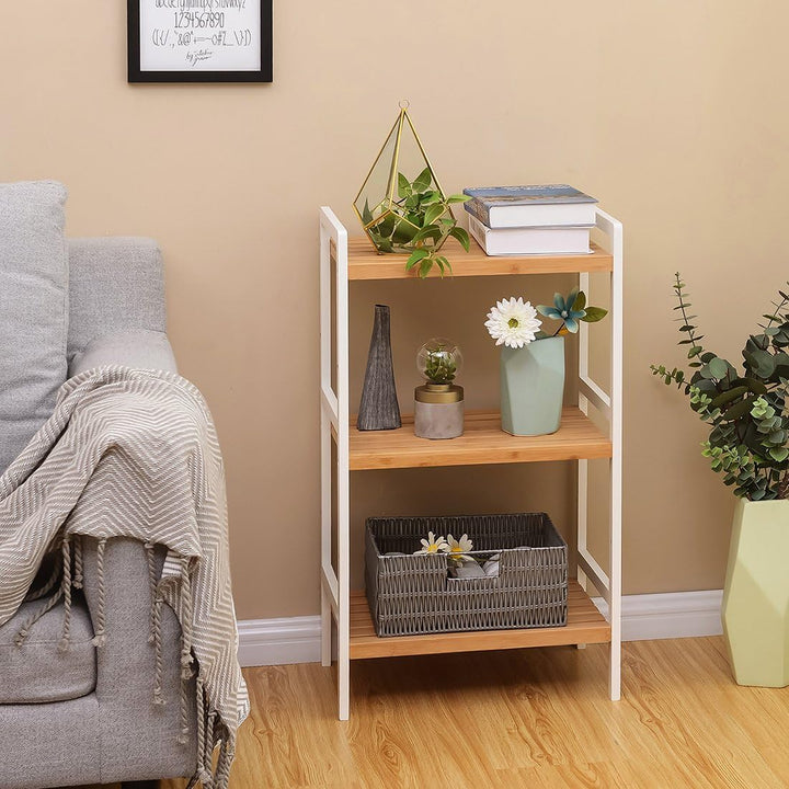 SONGMICS Bambusregal, Küchenregal, Badregal, Bücherregal, Standregal mit 3 Ablagen, 31,5 x 45 x 80 c