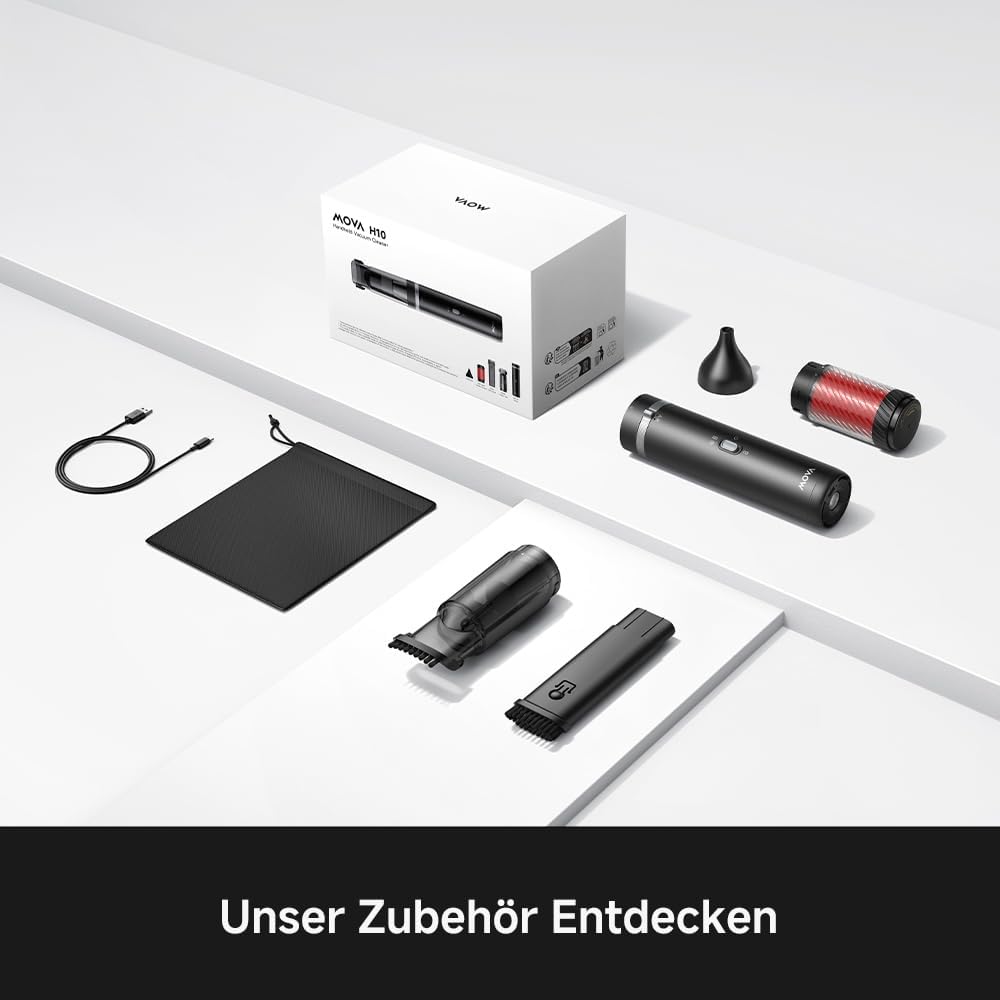 Mova H10 Multifunktionaler Handstaubsauger, 18.000Pa Saugkraft mit Magnet-Warnlicht, Sicherheitshamm