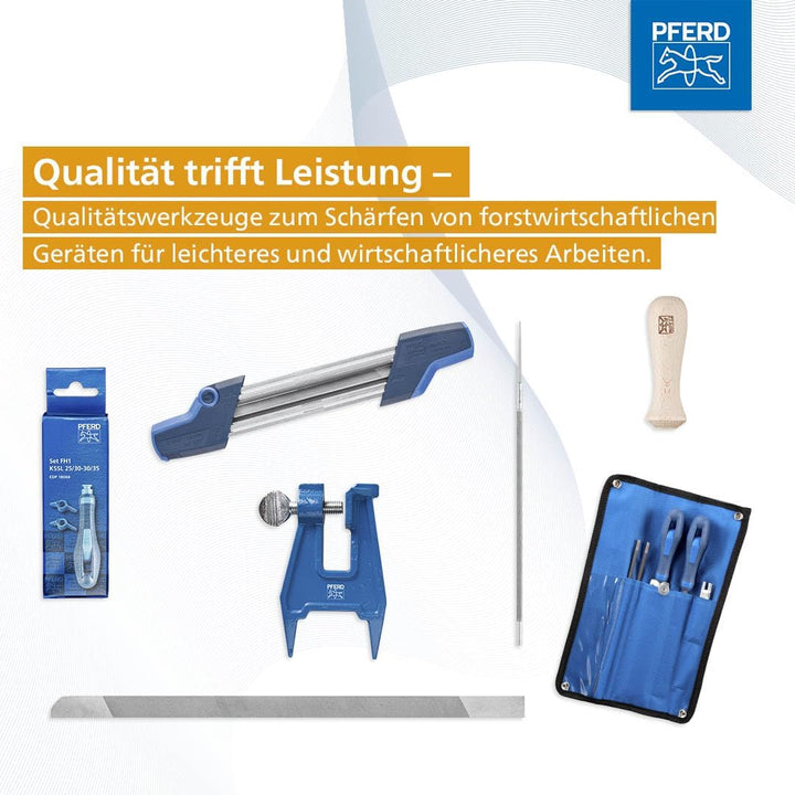 PFERD TOOLS Kettensägefeilen, 3 Stück, rund, 200mm x 4,0mm, Spiralhieb, Premium Line, in Kunststofft