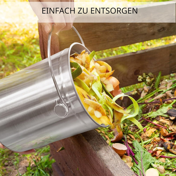 ENLOY Komposteimer für die Küchenarbeitsplatte, 1,3 Gallonen Edelstahl-Kompostbehälter für den Innen