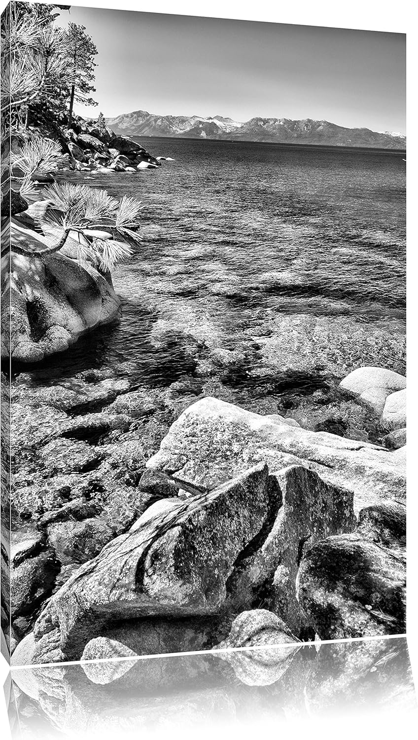 Pixxprint Monocrome, Steinbucht im Mittelmeer, Format: 100x70 auf Leinwand, 100x70