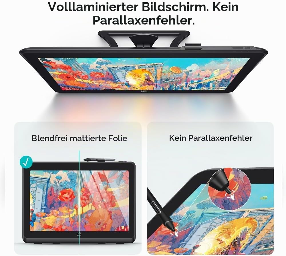 XPPEN Artist 22 Plus Grafiktablett mit Display 16K Druckstufen, Grafiktablett Digital Zeichnung FHD