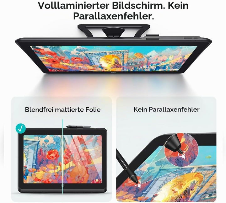 XPPEN Artist 22 Plus Grafiktablett mit Display 16K Druckstufen, Grafiktablett Digital Zeichnung FHD