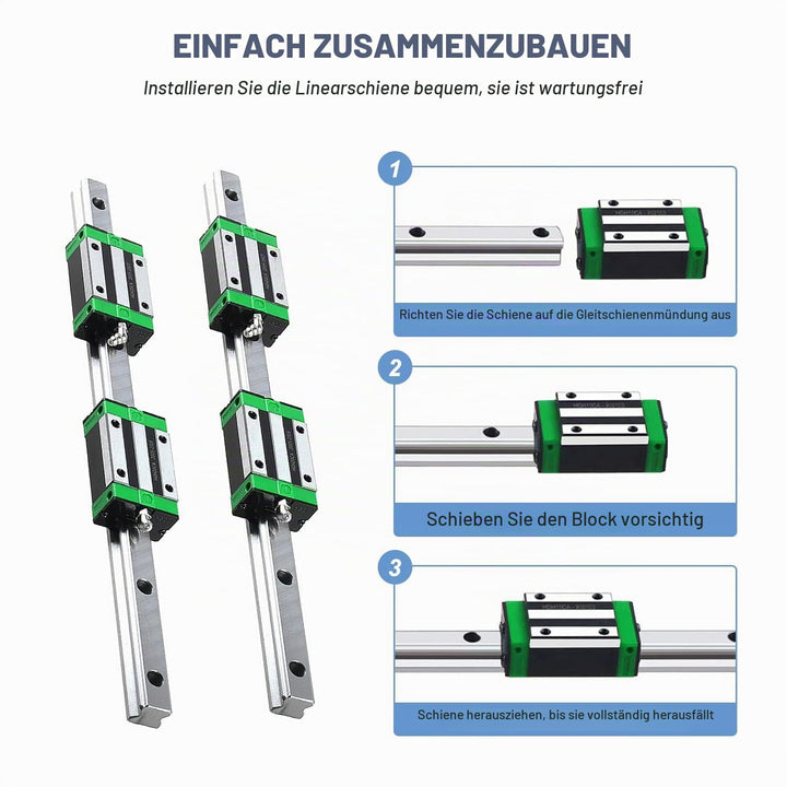 CNCMANS HGR25 Linearführung Set Linearschiene 2 Stücke HGR25-1000mm Führungsschiene mit 4 Stück HGH2