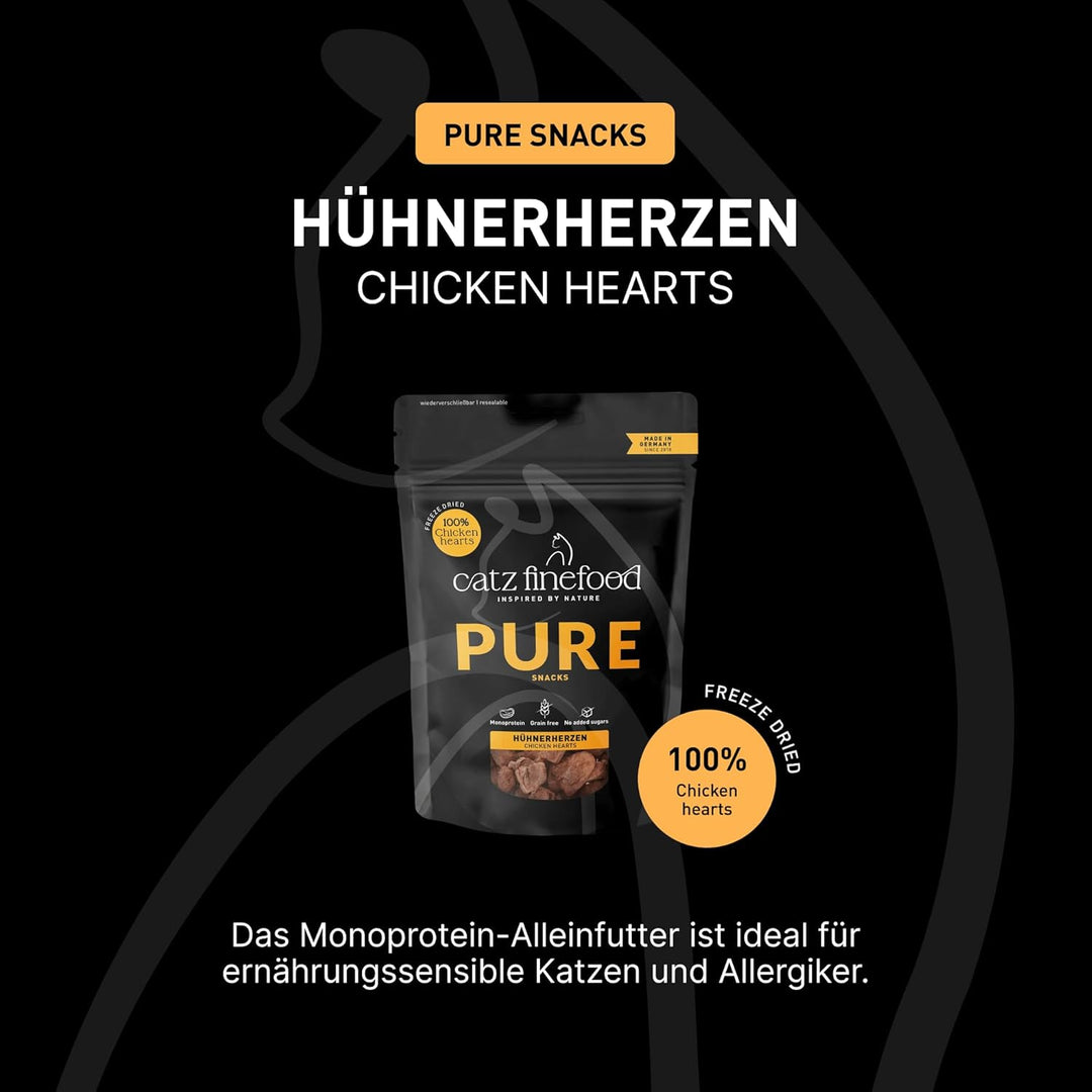 Catz finefood Purrrrly No. 103 Hühnerherzen, gefriergetrockneter Katzensnack/ Katzenleckerli, 6er Pa