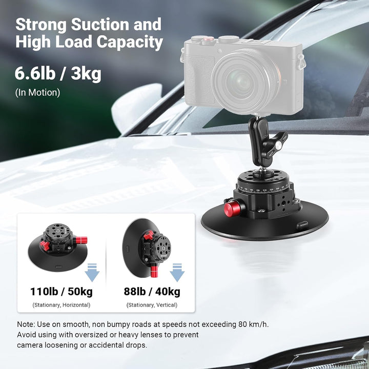 NEEWER 15,2cm Kamera Saugnapfhalterung mit Kugelkopf Magic Arm,Metall Autohalterung für Kamera/Actio