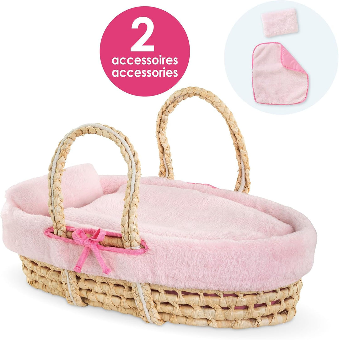 Corolle Mon Grand Poupon geflochtener Korb, Bett/Tragetasche mit Decke und Kissen für alle 36-42cm P