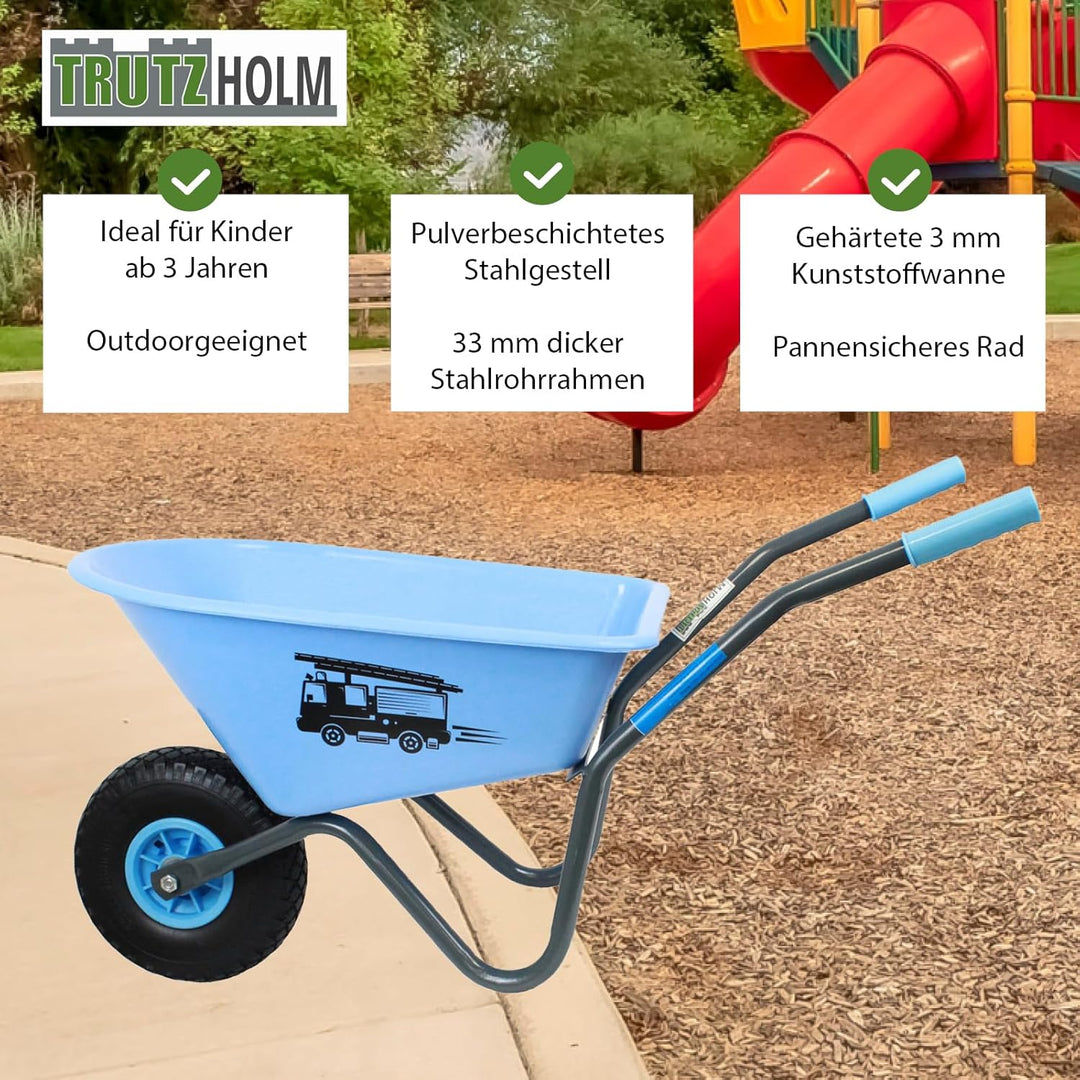 TRUTZHOLM Kinderschubkarre Uni Blau 40 kg Traglast Stahl | 3,6 kg, 40 kg Traglast, Stahl Kunststoff,