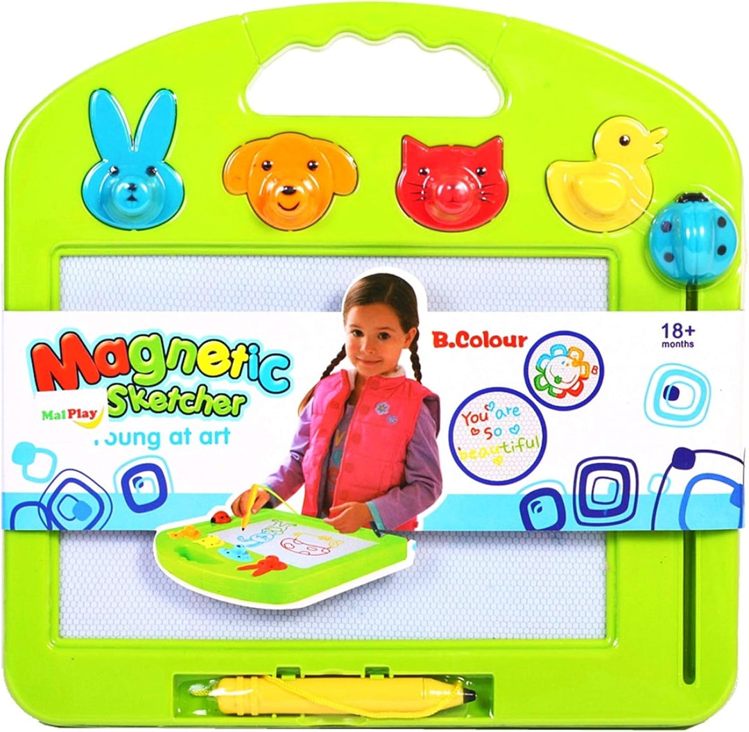 MalPlay Zaubertafel für Kinder | 31 x 31 cm | Bunte Schreibtafel Zeichentafel mit 4 Stempeln | Reise