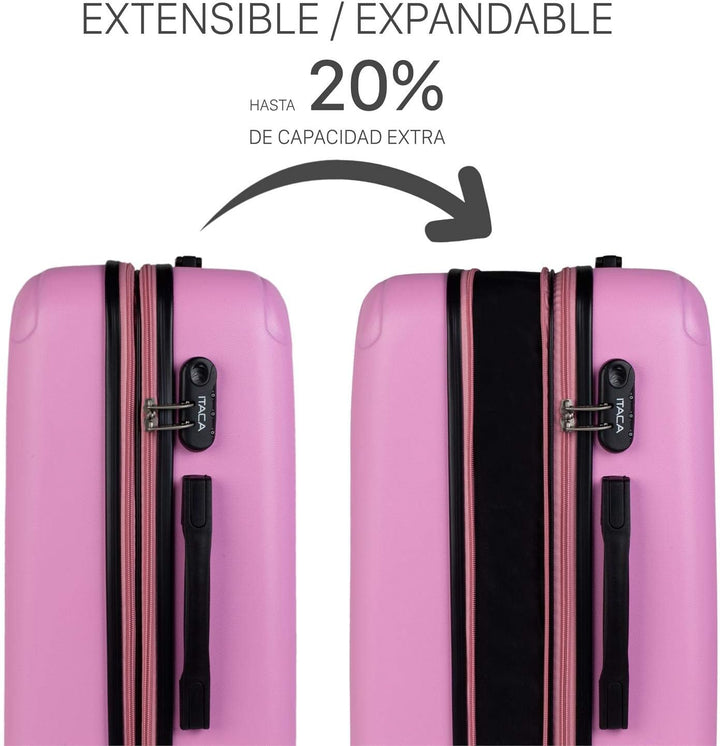 ITACA - Koffer Set Mit Rollen In Gross Für Reisen - Reisekoffer Set Aus Robuster Hartschalenkoffer-S