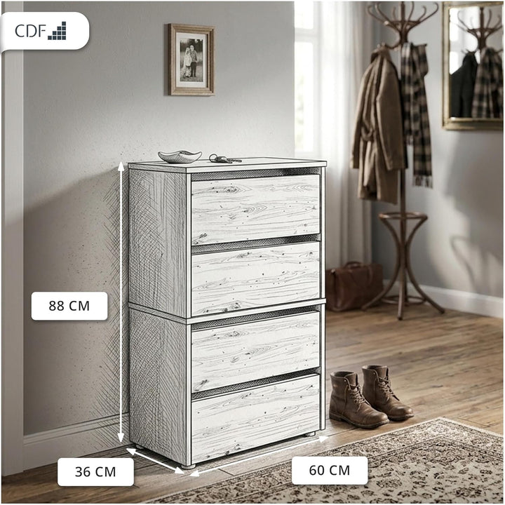 CDF Schuhschrank Modo X2 | Farbe: Eiche Artisan | Ideal für Vorzimmer, Flur, Büro | Schuhaufbewahrun