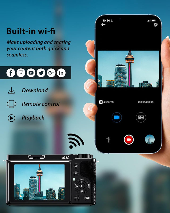 Digitalkamera 1080P, 48 Megapixel 12X Optischer Zoom Fotokamera, optischer Bildstabilisator Vlog Kam