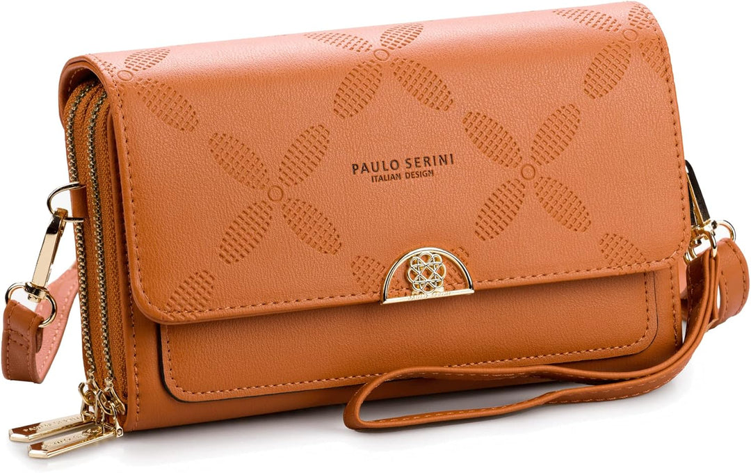 PAULO SERINI® Umhängetasche Damen | Handytasche zum Umhängen aus 100% veganem Leder | Handtasche Dam