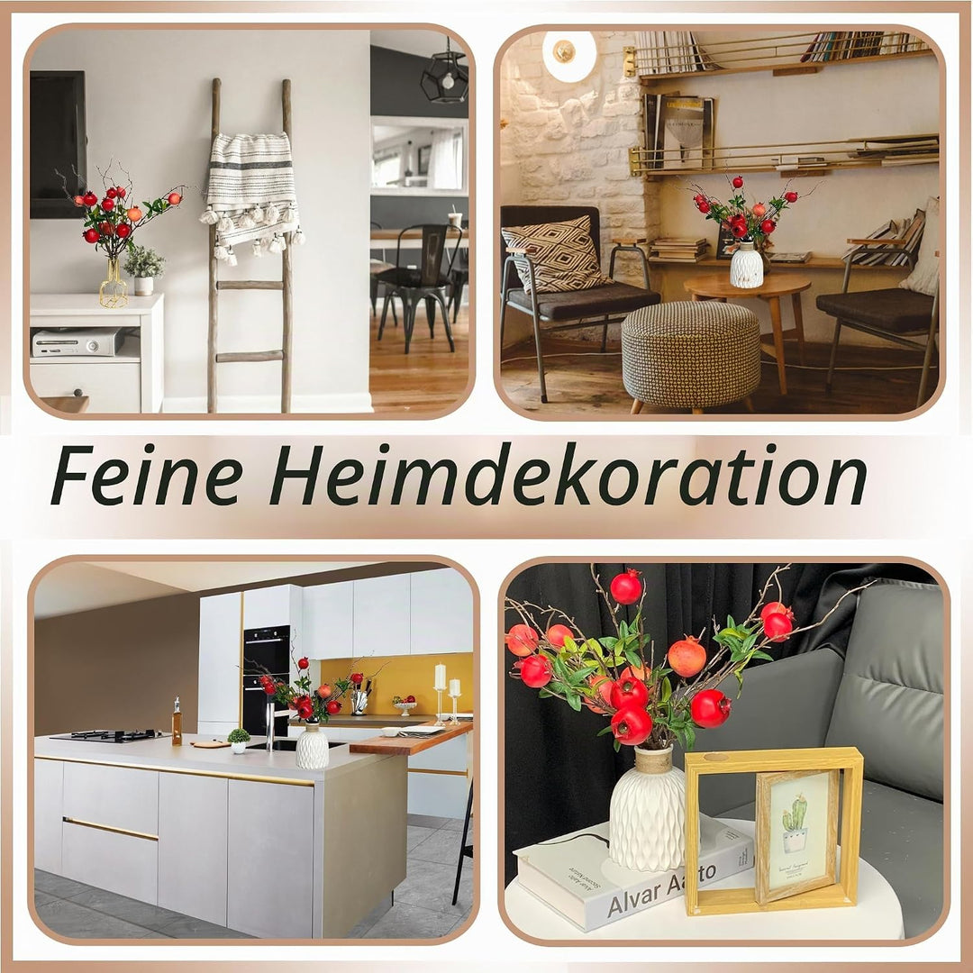 DHER 6 pcs Künstlicher Granatapfelzweig, Simulation Obst Dekoration, für Haus, Tischdekoration, Hoch