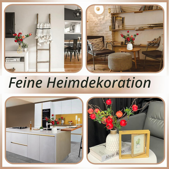DHER 6 pcs Künstlicher Granatapfelzweig, Simulation Obst Dekoration, für Haus, Tischdekoration, Hoch