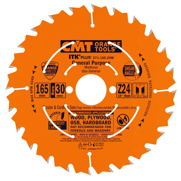 CMT Orange Tools 271.165.24 M Handkreissäge (Ultra ITK) 165 x 1.5 x 30 Z 24