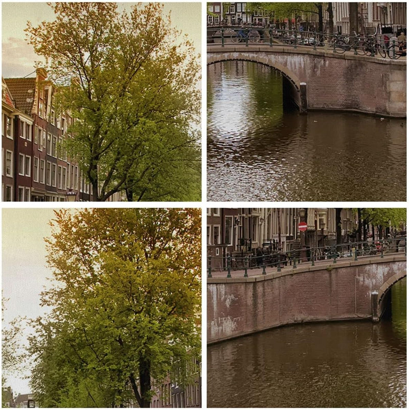 Bilder auf Leinwand 100x70cm Leinwandbild Kanal Wasser Amsterdam Fahrrad Gross Wanddeko Bild Schlafz