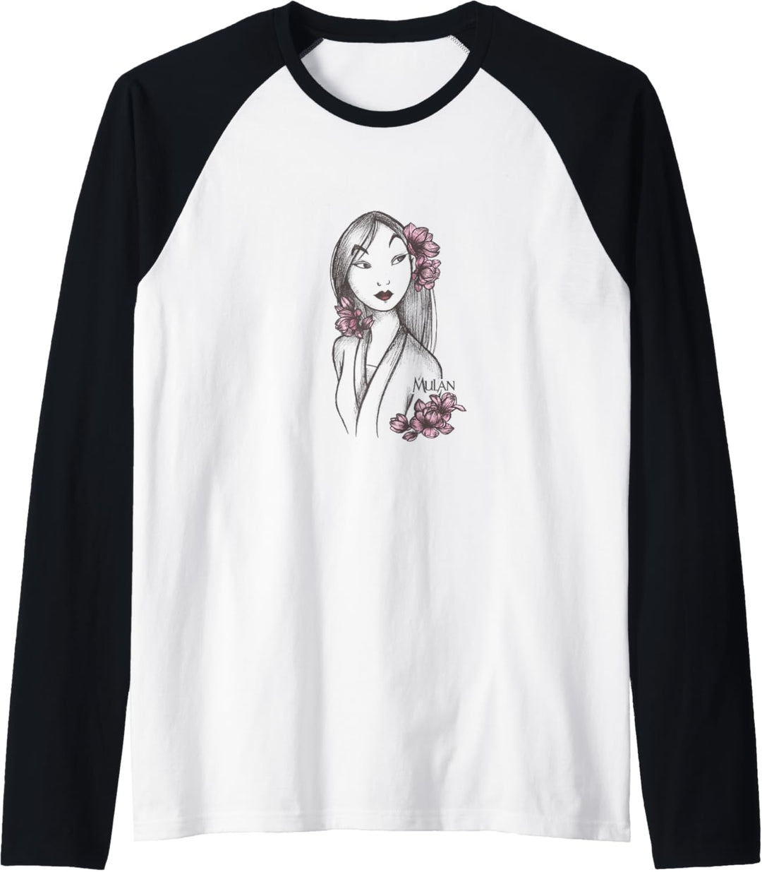 Disney Mulan Floral Sketch Portrait Raglan