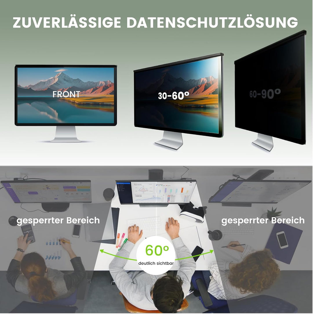 EliWhale Abnehmbare Sichtschutzfolie für 24 Zoll 16:9 Monitor, Hängender Datenschutzfilter Bildschir
