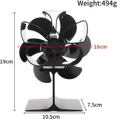 WuYan Ofenventilator,Kaminbesteck mit 6 Blättern,ohne Strom Umweltfreundlich für Kaminofen Holzbrenn