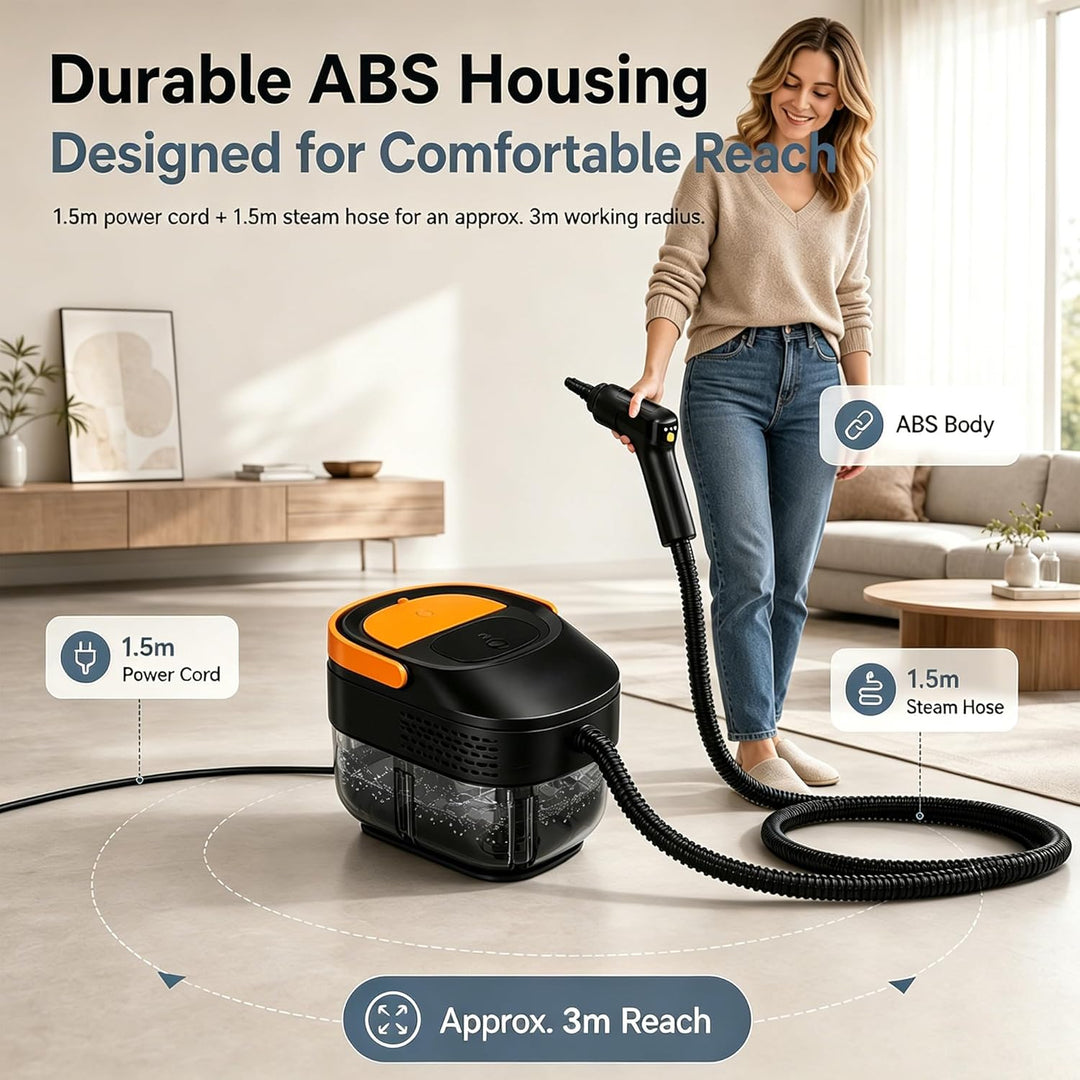 Dampfreiniger Handgerät,Steam Cleaner mit Trockenlaufschutz,3-Stufig Einstellbarer Dampfreiniger,15