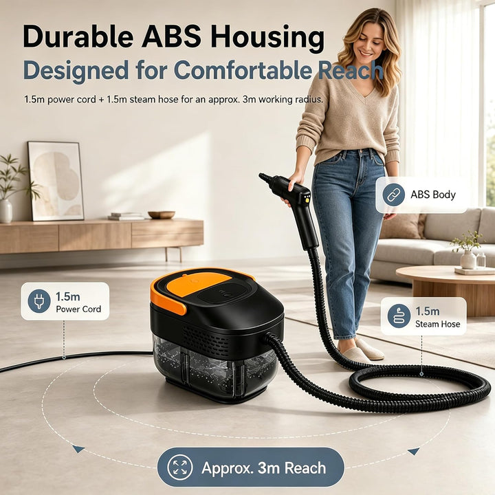 Dampfreiniger Handgerät,Steam Cleaner mit Trockenlaufschutz,3-Stufig Einstellbarer Dampfreiniger,15