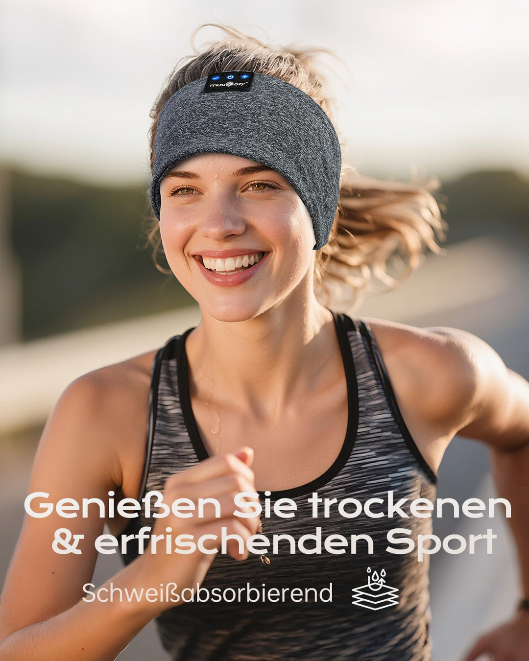 MUSICOZY Schlafkopfhörer Bluetooth, Schlaf Kopfhörer Seitenschläfer Kabellos Sport Kopfhörer Stirnba