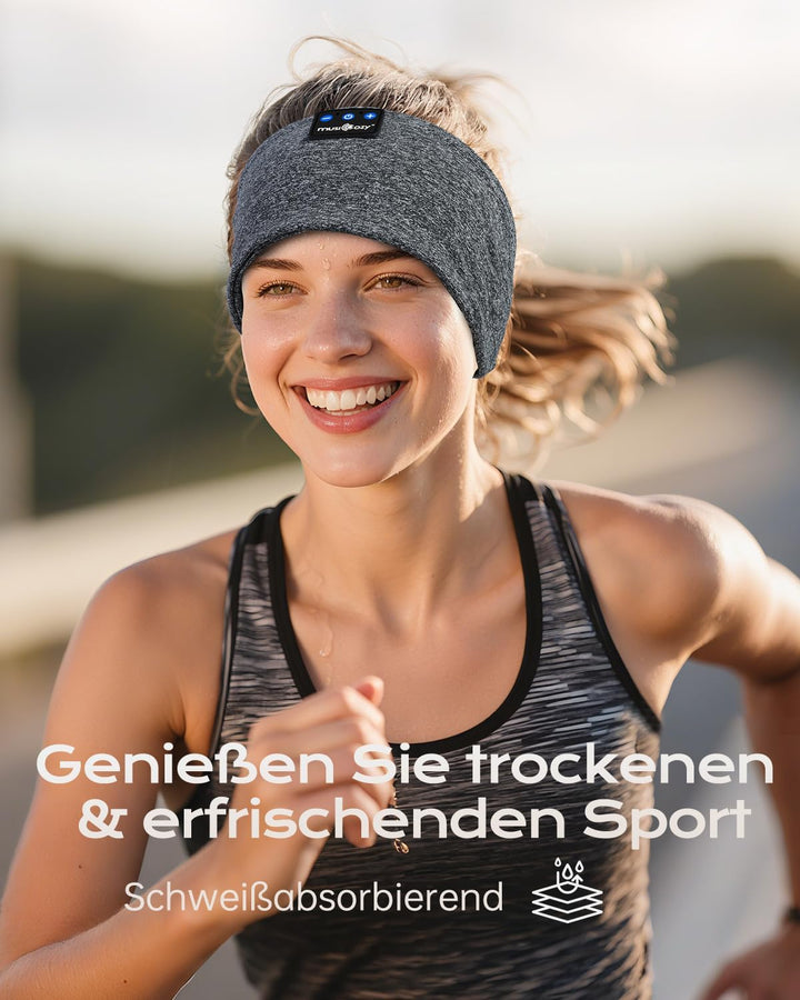 MUSICOZY Schlafkopfhörer Bluetooth, Schlaf Kopfhörer Seitenschläfer Kabellos Sport Kopfhörer Stirnba