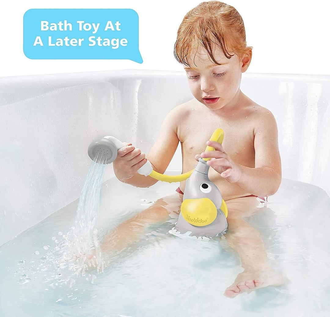 Yookidoo Babydusche Elefant in Grau mit Gelb